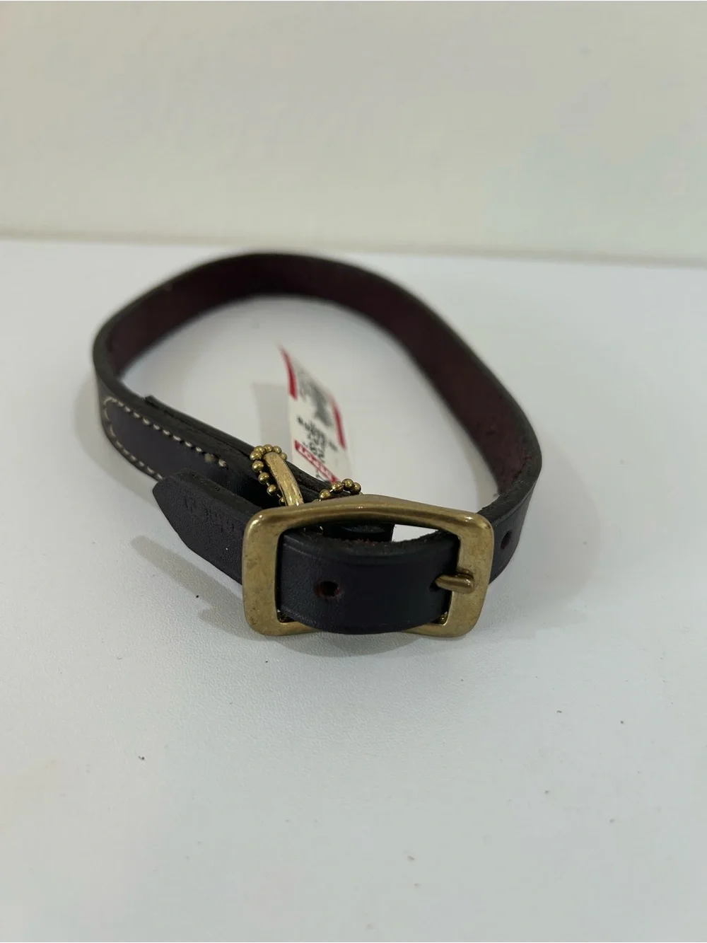 Pet Depot Dark Brown Leather Dog Collar with Brass Buckle 20” Lat, NWT